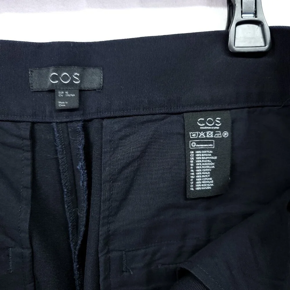 COS Mens Cuffed Chino Pants Size 40 (32x30) Navy Blue Cropped